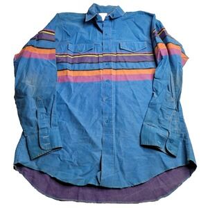 Vintage‎ Wrangler Brushpopper Long Sleeve Striped Button Down Shirt Men's 17x35